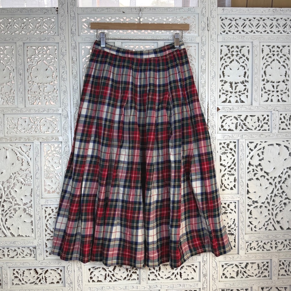Vtg Pendleton Tartan Plaid Wool Pleated Midi Skirt‎ Academia Preppy Schoolgirl